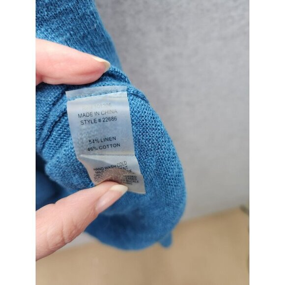 Soft Surroundings Womens XL Blue Open Front Cardigan With Metal Ring Closure - Picture 5 of 6